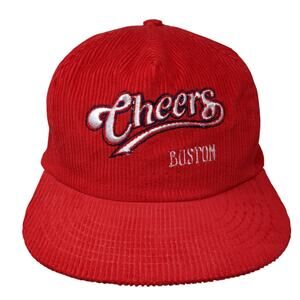 Cheers Boston Snapback 5 Panel Cap Red One Size Adjustable Embroidered Corduroy